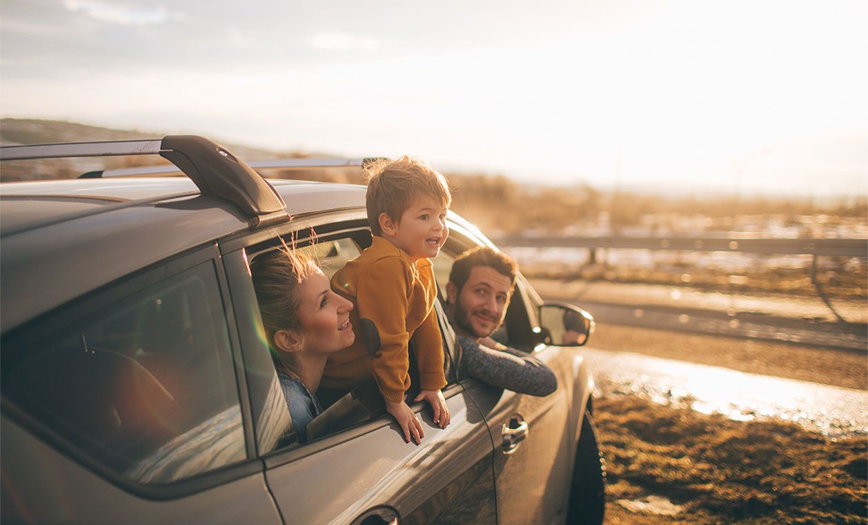 A family back on the road after a service